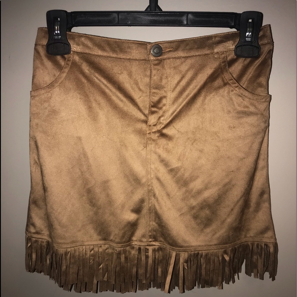 Tan Fringed Skirt